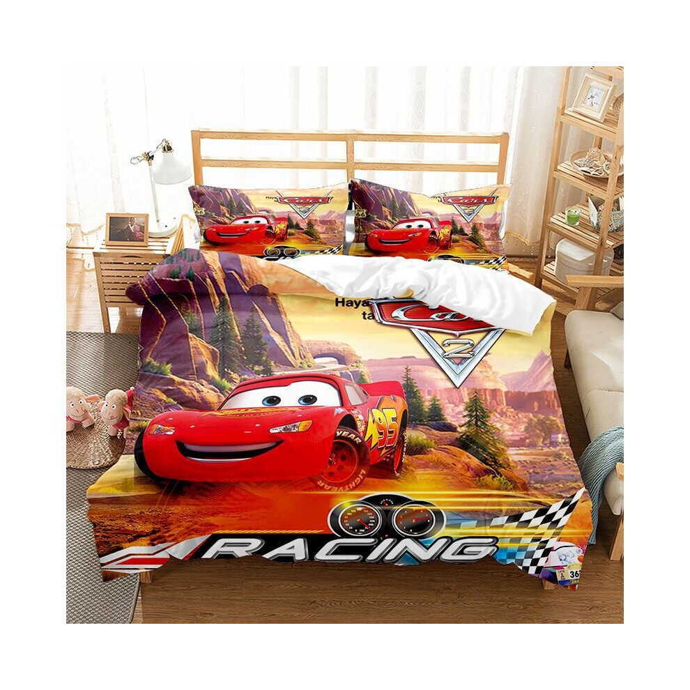 (Single-135x200cm, 5) Pixar Cars Lightning Mcqueen Single Double 3D Duvet Cover Kids Cartoon Quilt Cover