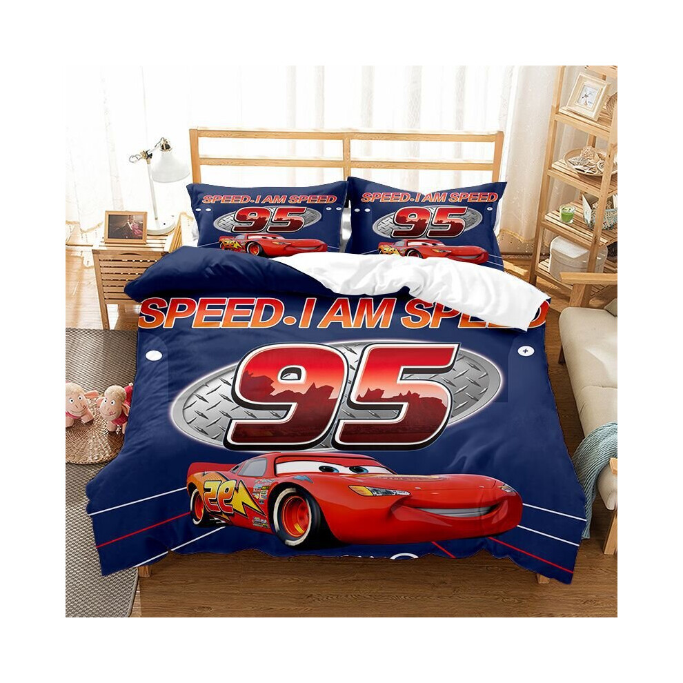 (Single-135x200cm, 10) Pixar Cars Lightning Mcqueen Single Double 3D Duvet Cover Kids Cartoon Quilt Cover