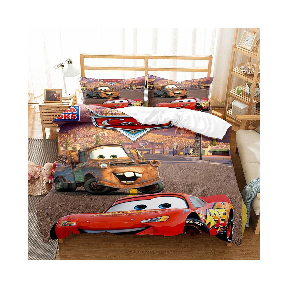 (Single-135x200cm, 11) Pixar Cars Lightning Mcqueen Single Double 3D Duvet Cover Kids Cartoon Quilt Cover