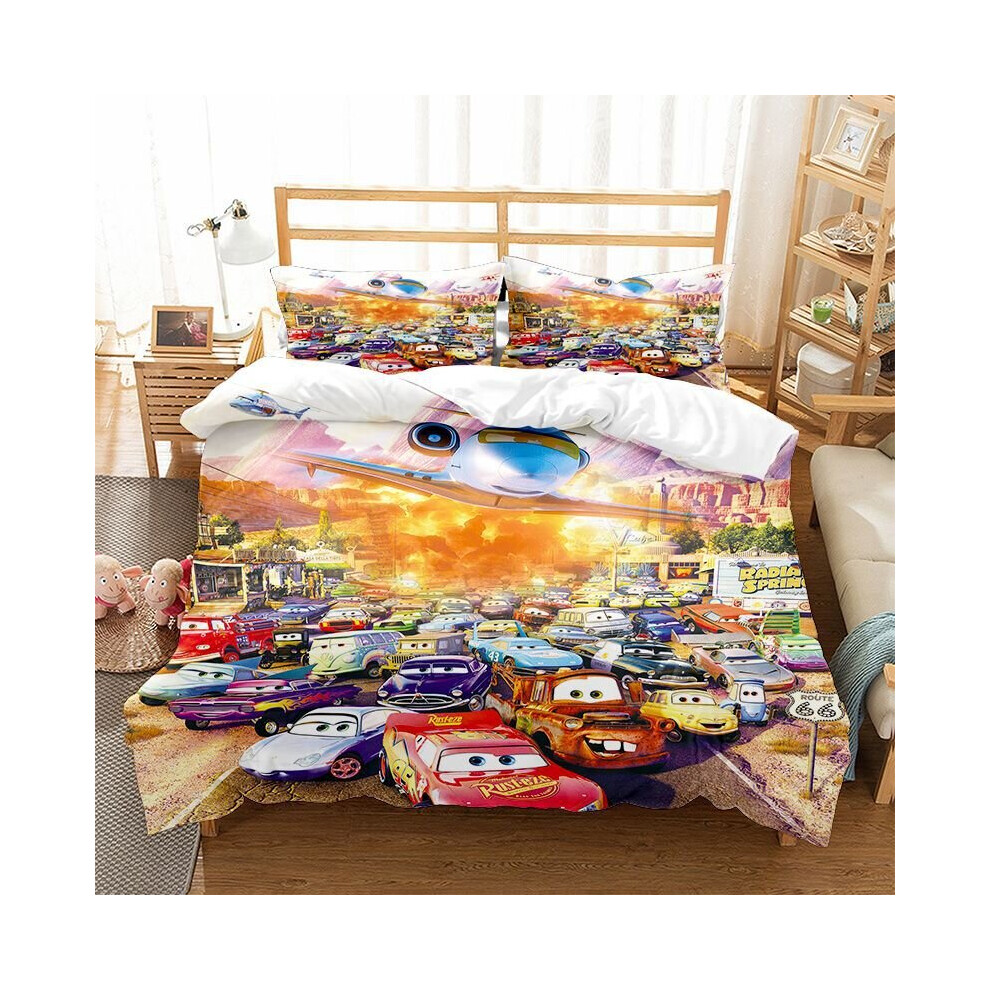 (Single-135x200cm, 6) Pixar Cars Lightning Mcqueen Single Double 3D Duvet Cover Kids Cartoon Quilt Cover