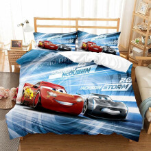 (Single-135x200cm, 1) Pixar Cars Lightning Mcqueen Single Double 3D Duvet Cover Kids Cartoon Quilt Cover