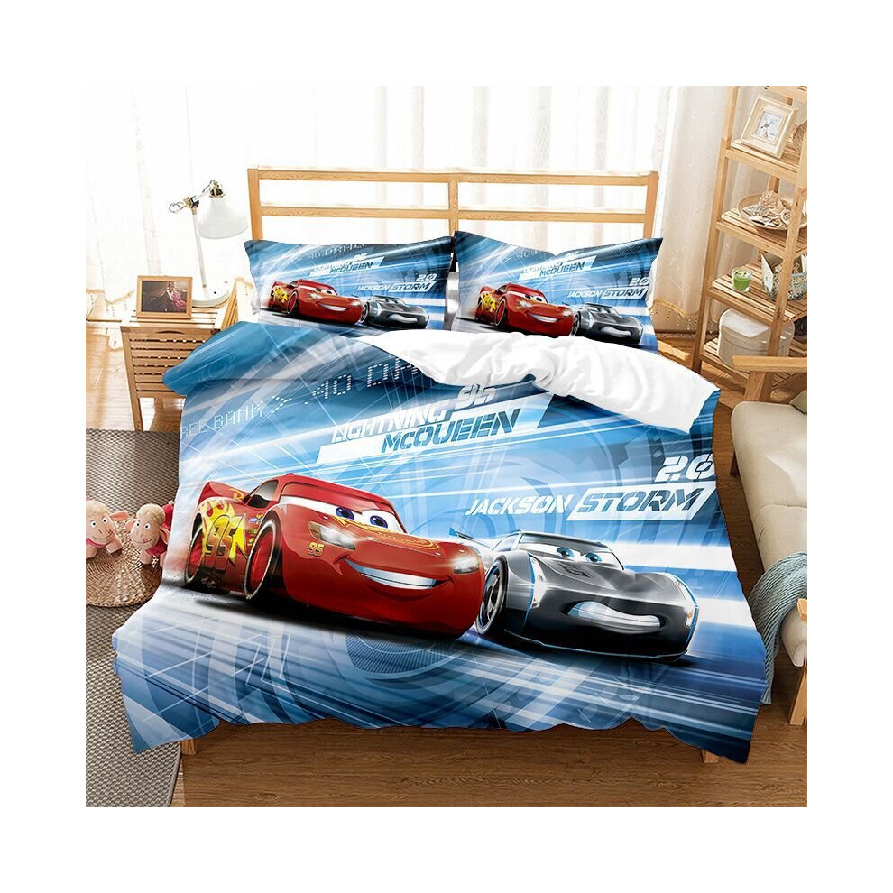 (Single-135x200cm, 1) Pixar Cars Lightning Mcqueen Single Double 3D Duvet Cover Kids Cartoon Quilt Cover