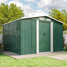 (Dark Green, 8x 8'ft) Metal Garden Shed Outdoor Storage Tool Shed Building & Foundation
