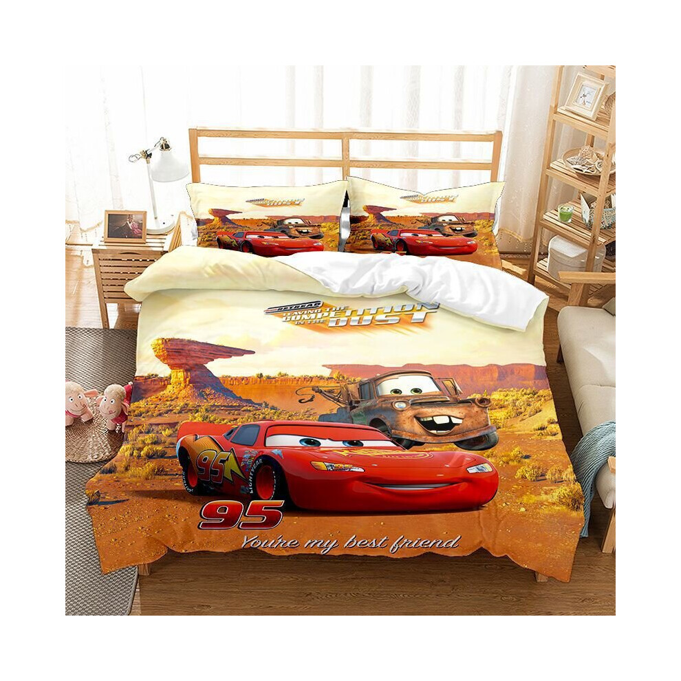 (Single-135x200cm, 18) Pixar Cars Lightning Mcqueen Single Double 3D Duvet Cover Kids Cartoon Quilt Cover