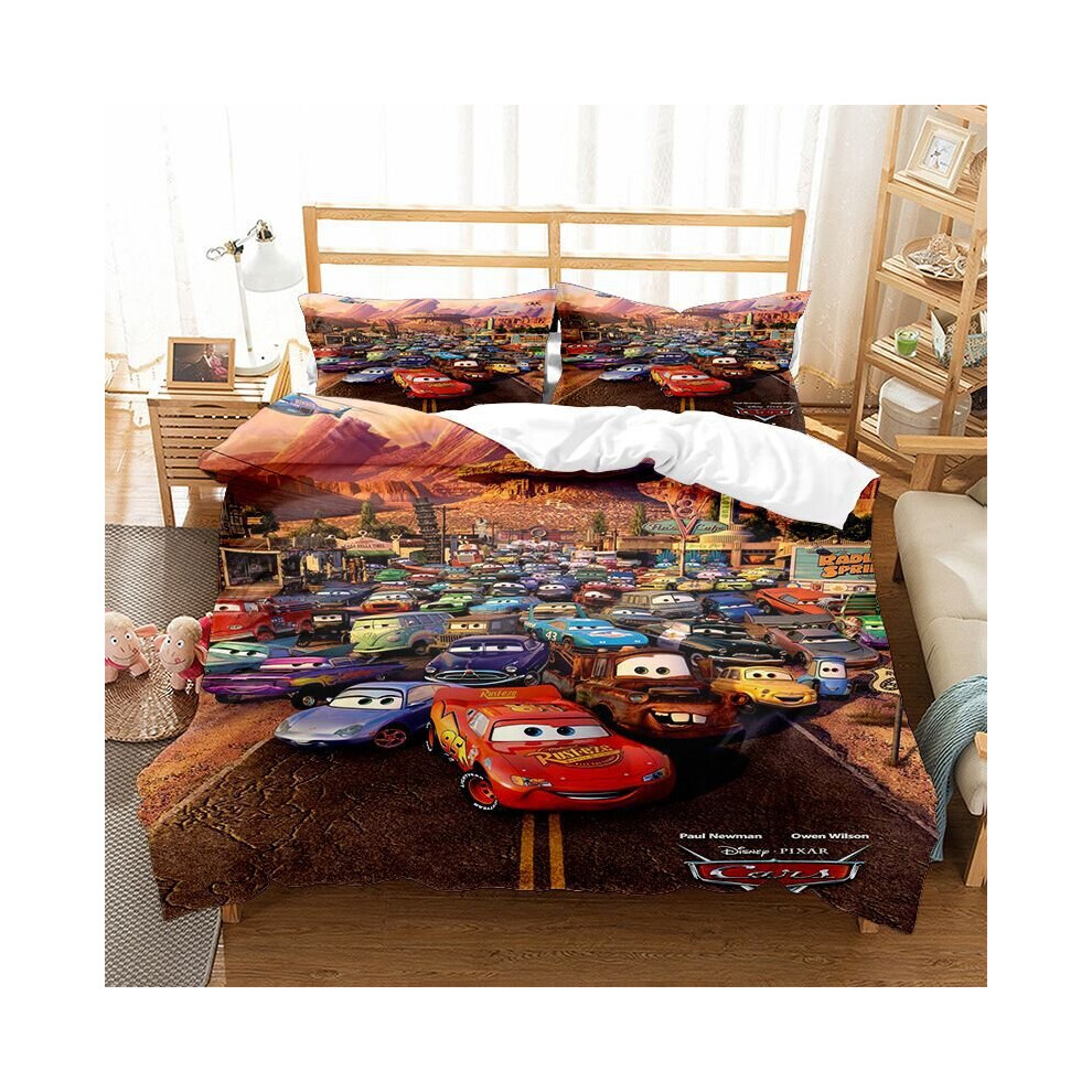 (Single-135x200cm, 14) Pixar Cars Lightning Mcqueen Single Double 3D Duvet Cover Kids Cartoon Quilt Cover