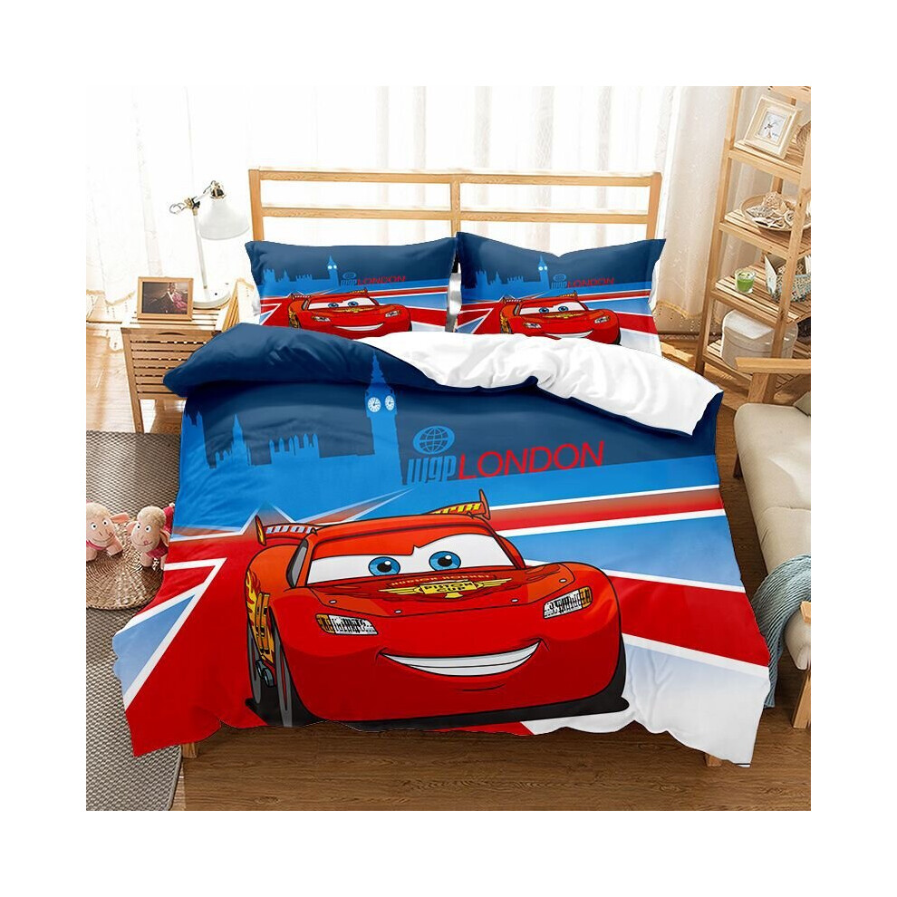 (Single-135x200cm, 9) Pixar Cars Lightning Mcqueen Single Double 3D Duvet Cover Kids Cartoon Quilt Cover