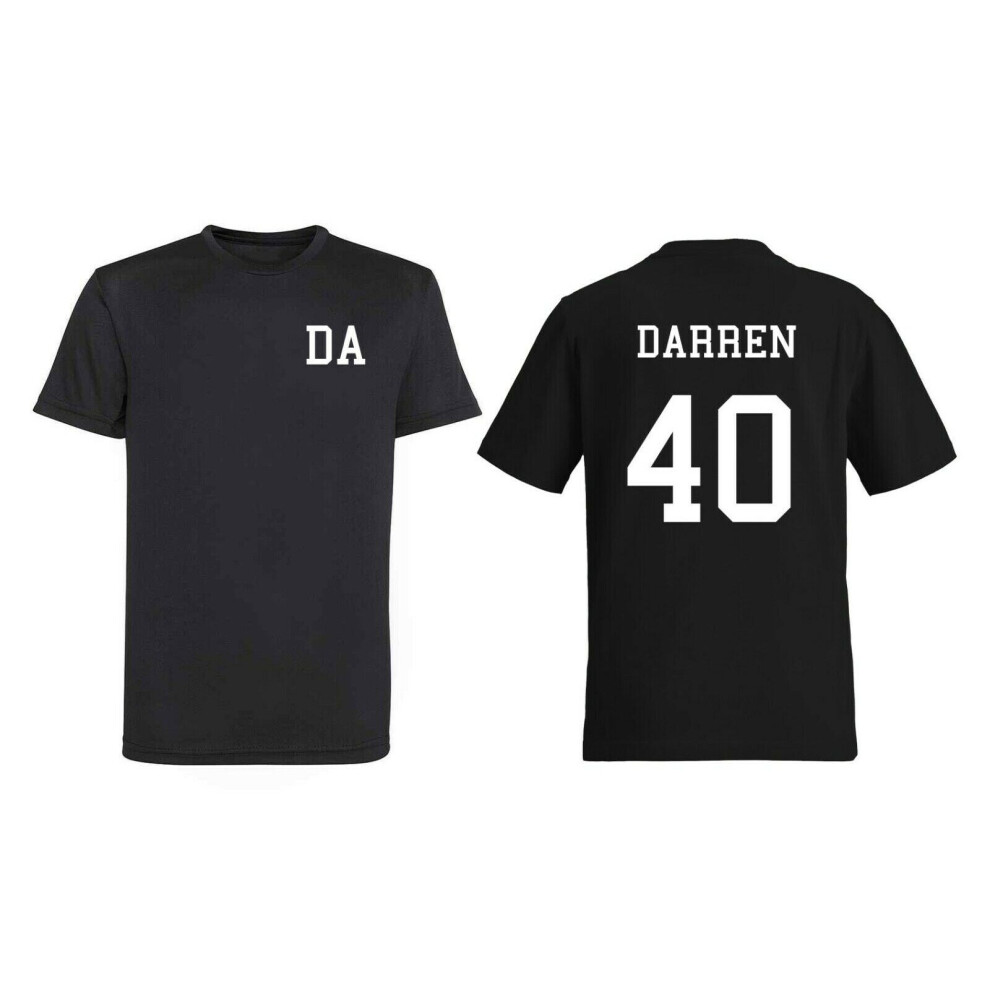 (Black, 7-8 Years) Kids Personalised Sports T-Shirt Customised Printed Varsity Football Team Number