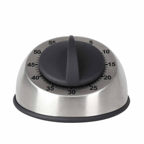 Salter Mechanical Kitchen Timer Stainless Steel 60 Minute Easy Grip Wind Up Dial