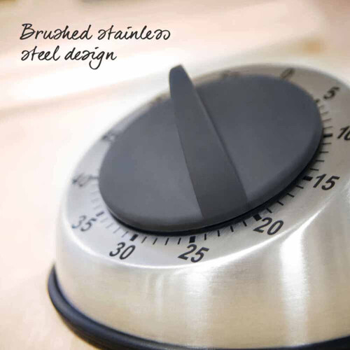 Salter Mechanical Kitchen Timer Stainless Steel 60 Minute Easy Grip Wind Up Dial 1