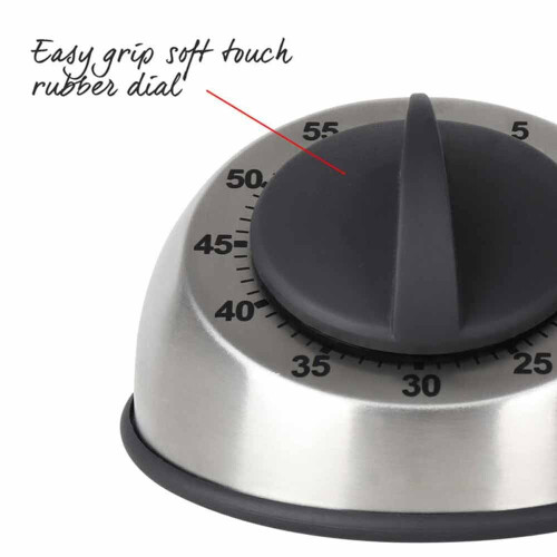Salter Mechanical Kitchen Timer Stainless Steel 60 Minute Easy Grip Wind Up Dial 2