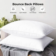 (Filled Pillow Pair) Dream Sleep Premier Hotel Quality Pillows Anti Allergy Jumbo Super Bounce Back Pillows Ultra Loft Luxury Extra Filled Pillow- 2 Pack