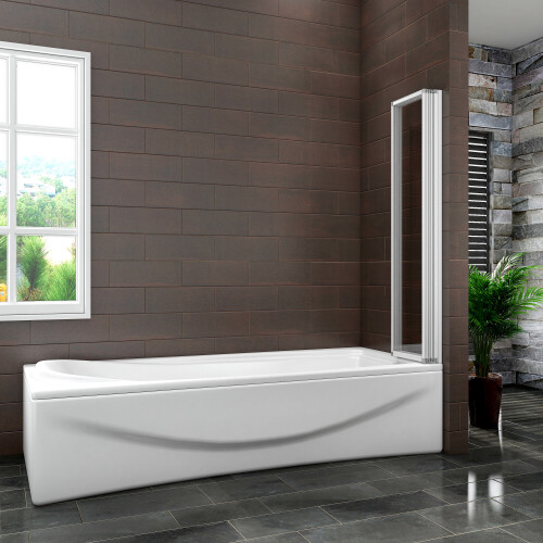 AICA 4 Fold Folding Bath Screen Shower Bathroom 4mm Glass Panel 900x1400 2