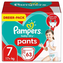 Pampers Baby-Dry Pants 7, 63 Panty Nappies, Easy to Put On and Off, Reliable Pampers Dryness, 17 kg +