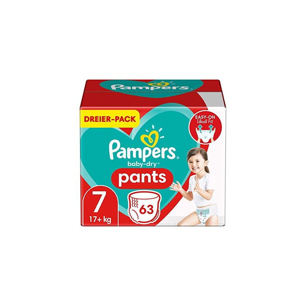 Pampers Baby-Dry Pants 7, 63 Panty Nappies, Easy to Put On and Off, Reliable Pampers Dryness, 17 kg +