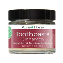 Viva Doria Fluoruro Dentifricio mineralizzante naturale senza fluoro - cannella (barattolo di vetro da 3 once)