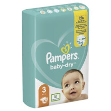 Pampers Baby-Dry Size 3 42 Nappies up to 12 Hours Full Protection 6-10kg 857g