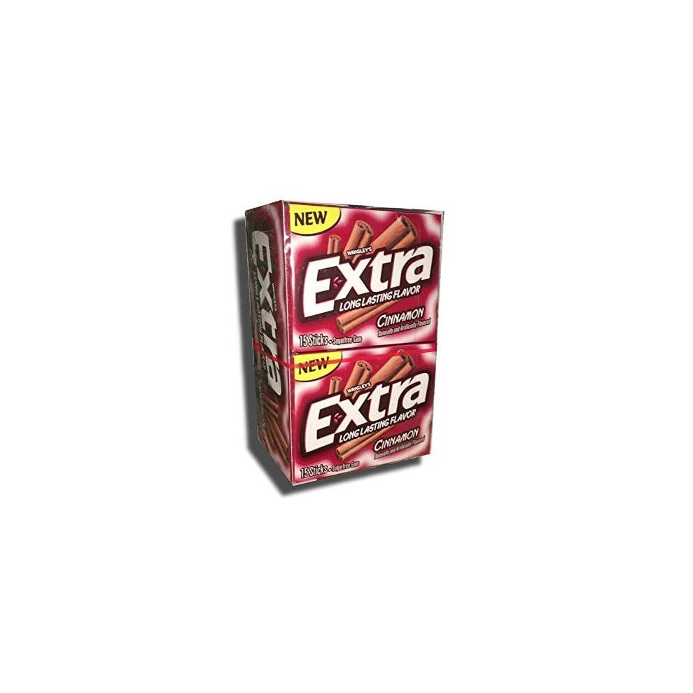 Extra Cinnamon Sugarfree Gum, Cinnamon, 15 Count (Pack of 10)