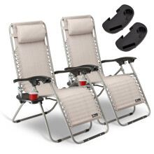 (Grey, No) SUNMER Set of 2 Recliner Chairs with Cup Holder