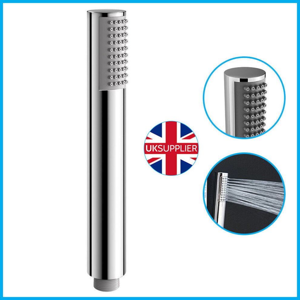 Chrome Shower Head Pencil Minimalist Round Universal Handset Handheld 5060966970033