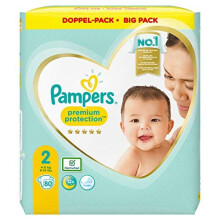 Pampers Premium Protection Nappies Size 2 4kg-8kg Twin Pack (1 x 80 Nappies)