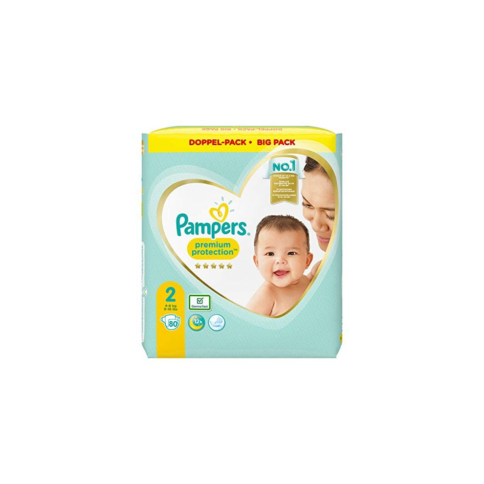 Pampers Premium Protection Nappies Size 2 4kg-8kg Twin Pack (1 x 80 Nappies)