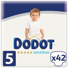 DODOT SENSITIVE Taille 5 – Couches 11-16 kg, 42 unités – Protection Douce pour Peaux Sensibles