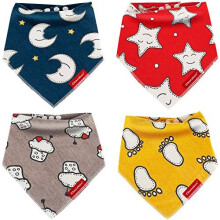 Baby Bibs Dribble Bib 4 Pack Gift Set Soft 100% Pure Cotton
