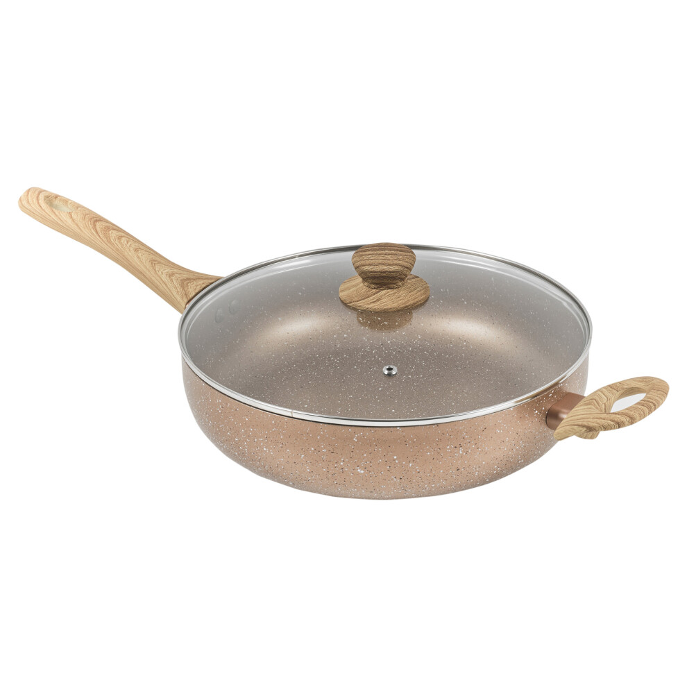 Urbn-Chef (Rose ) 28Cm Deep Saute Frying Pan Non Stick Ceramic Induction Gold