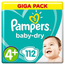 Pampers Baby-Dry Nappies Size 4 + (9 to 18 kg) 1 Pack (1 x Pack of 112)