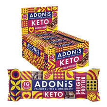 Adonis Keto Peanut Butter & Chocolate Bars (16 Bars) | Plant-Based & Keto-Friendly | 100% Natural | Vegan | High Protein | Low Sugar, Calori