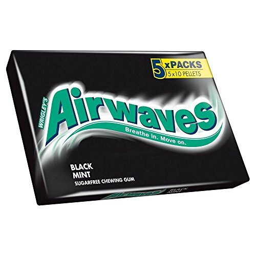 Wrigley's Airwaves Sugarfree Gum - Black Mint (10 per Pack x 5)