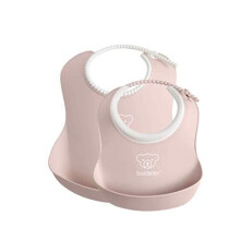 BABYBJÖRN Feeding Bib Set (Baby Bib + Small Baby Bib), Plastic, Powder Pink