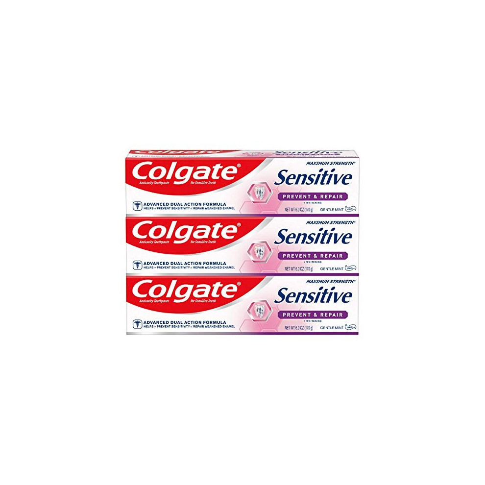 Colgate Sensitive Toothpaste, Prevent and Repair - Paste Formula (6 Ounce, 3 Count)