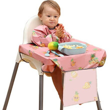 Weaning Bib, PewinGo Baby Bib Attaches to Babies Highchair, Baby Bibs with Sleeves Waterproof, Comfortable and Soft for BLW Mess-6 Month to 3 Ye