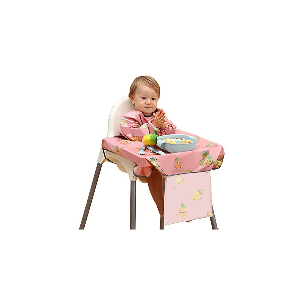 Weaning Bib, PewinGo Baby Bib Attaches to Babies Highchair, Baby Bibs with Sleeves Waterproof, Comfortable and Soft for BLW Mess-6 Month to 3 Ye