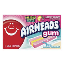 Airheads Sugar Free Gum - Paradise Blend Raspberry Lemonade Flavor, 14 Stick Package - 12 Count
