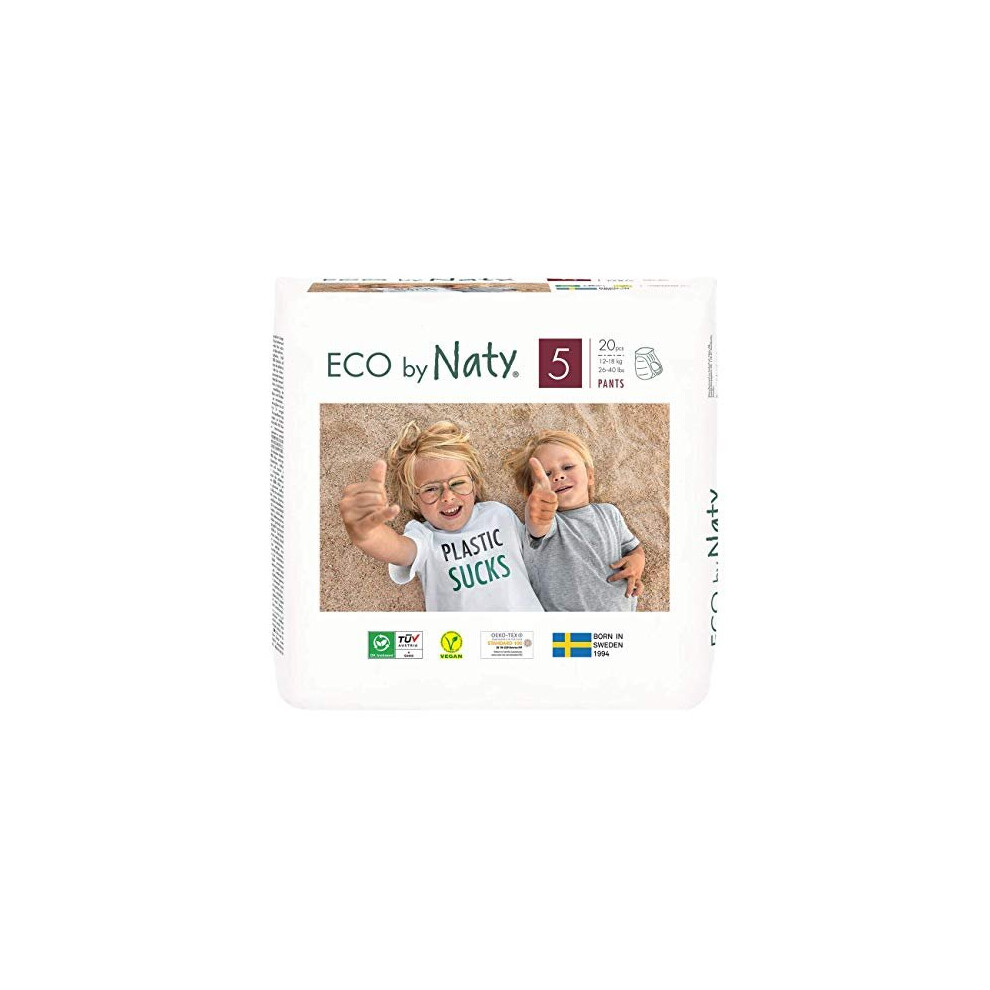 Eco By Naty Nappy Pants - Hypoallergenic And Chemical-Free Pants, Highly Absorbent And Eco Friendly Nappy Pants For Boys And Girls (Size 5