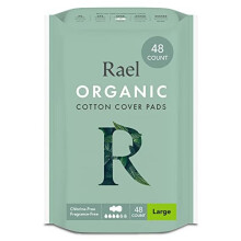 Rael Organic Cotton Cover Pads - Large Size, Ultra Thin Pads for Women, Sanitary Napkins with Wings (48 Total)