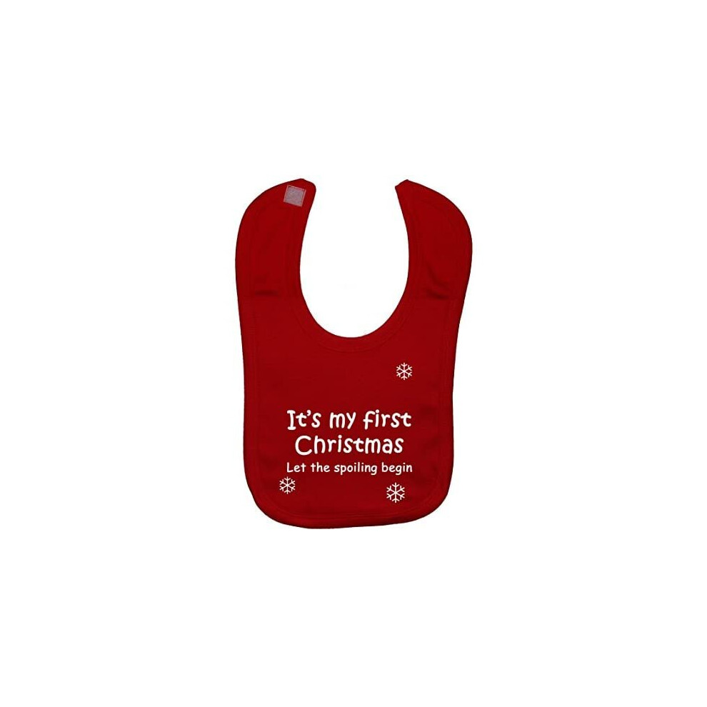 Acce Products It's My First Christmas Let The Spoiling Begin Baby Feeding Bib Touch Attached 0 To Approx 3 Years