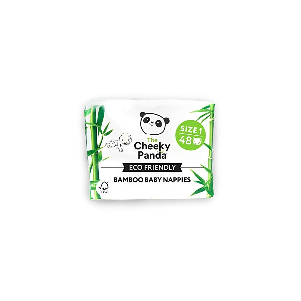 The Cheeky Panda  Bamboo Lined Nappies | Size 1 (2-5Kg, 48 Nappies) | Super Absorbent Core, Up to 12h Protection, Eco-Friendly, Super Soft,
