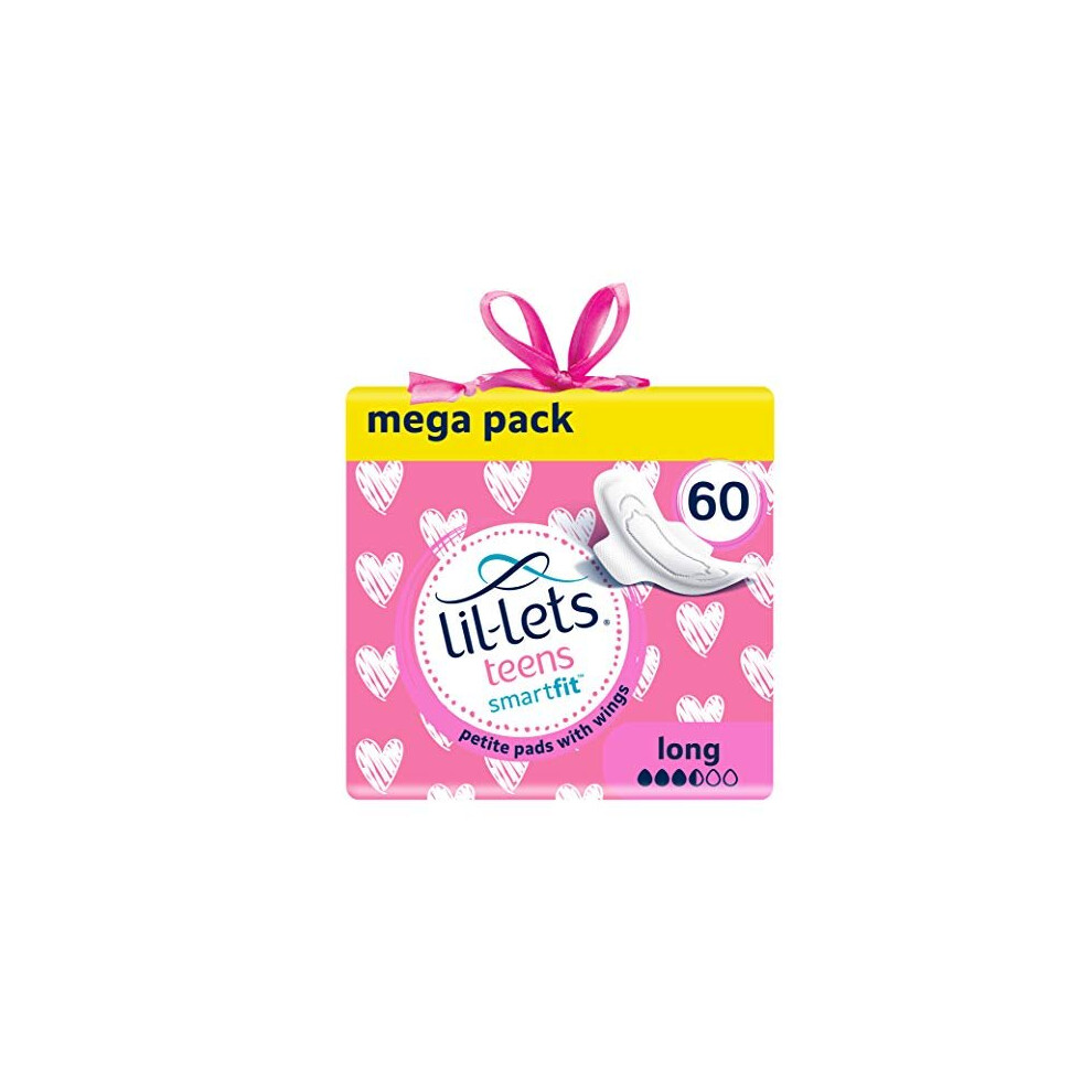 Lil-lets Teens Long Pads | 60 Petite Pads with Wings | 5 Packs of 12 Pads