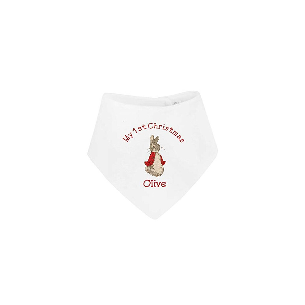 Babys Peter Rabbit Personalised My 1St Christmas Bandana Bib Sew Sew Special