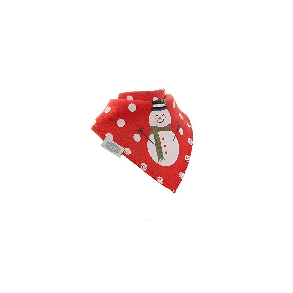 Baby Bandana Dribble Bib, Super Absorbent, Fits Newborn To Toddler, Award Winning, Snowman Christmas Red Ziggle