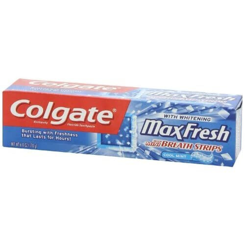 Colgate Colgate MaxFresh Fluoride Toothpaste with Mini Breath Strips Whitening Cool Mint, 6 Oz 2