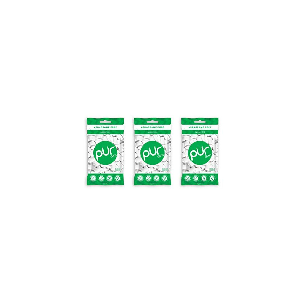 Pur Gum Pur 100% Xylitol Chewing Gum, Sugarless Spearmint, Sugar Free + Aspartame Free + Gluten Free, Vegan & Keto Friendly - Healthy, Low Carb, Sim