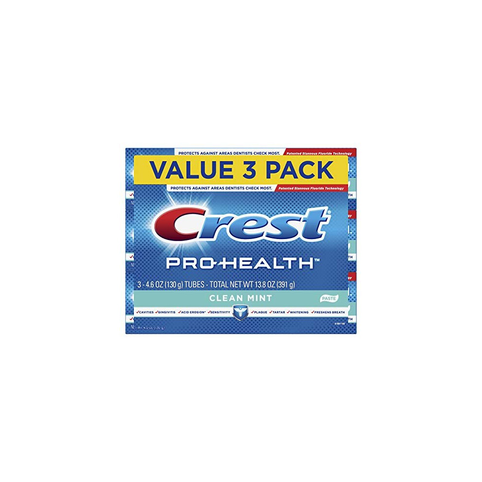 Crest Pro-Health Smooth Formula Toothpaste, Clean Mint, 4.6 oz, 3 Count