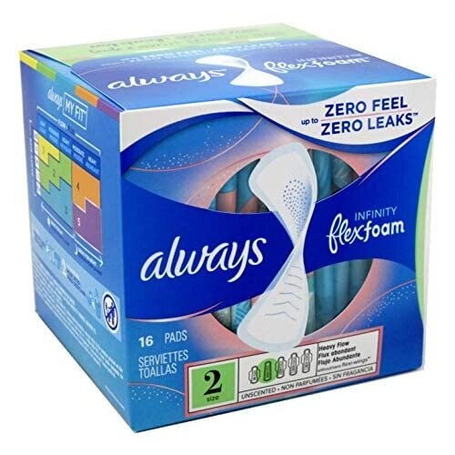 Always Always Pads Size 2 Infinity With Flex Foam 16 Count Heavy Flow (2 Pack)