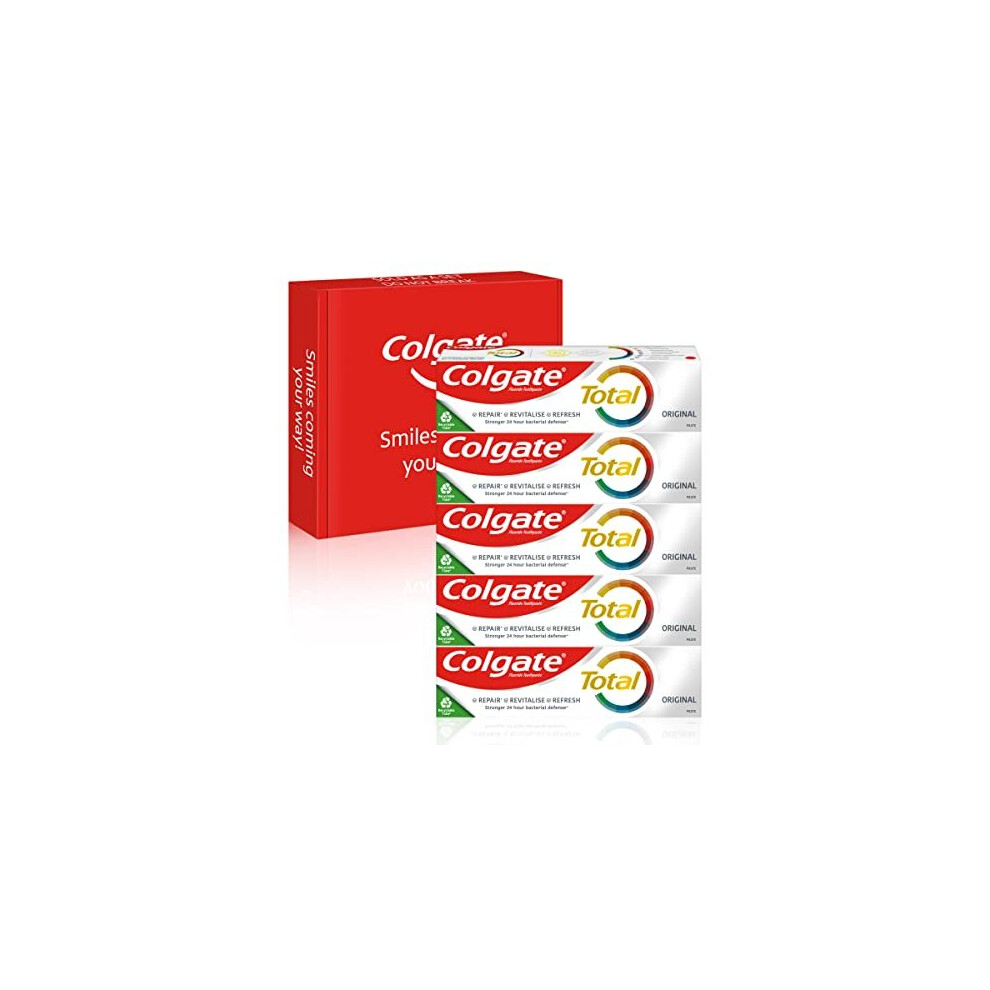 Colgate Total Original Toothpaste Multipack 5x100ml , 24 hour antibacterial fluoride toothpaste, complete protection for your whole mouth, p