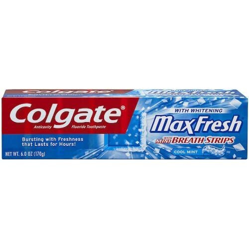 Colgate Colgate MaxFresh Fluoride Toothpaste with Mini Breath Strips Whitening Cool Mint, 6 Oz