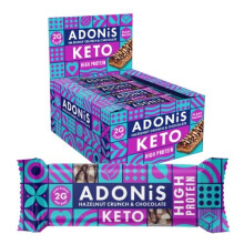 Adonis Keto Hazelnut Crunch & Cocoa Bars (16 Bars) | Plant-Based & Keto-Friendly | 100% Natural | Vegan | High Protein | Low Sugar, Calorie